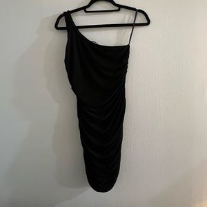 Missguided black one shoulder body con dress